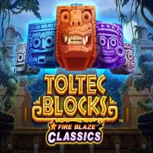 Fire Blaze: Toltec Blocks logo by Rarestone Gaming at Genie Play Casino